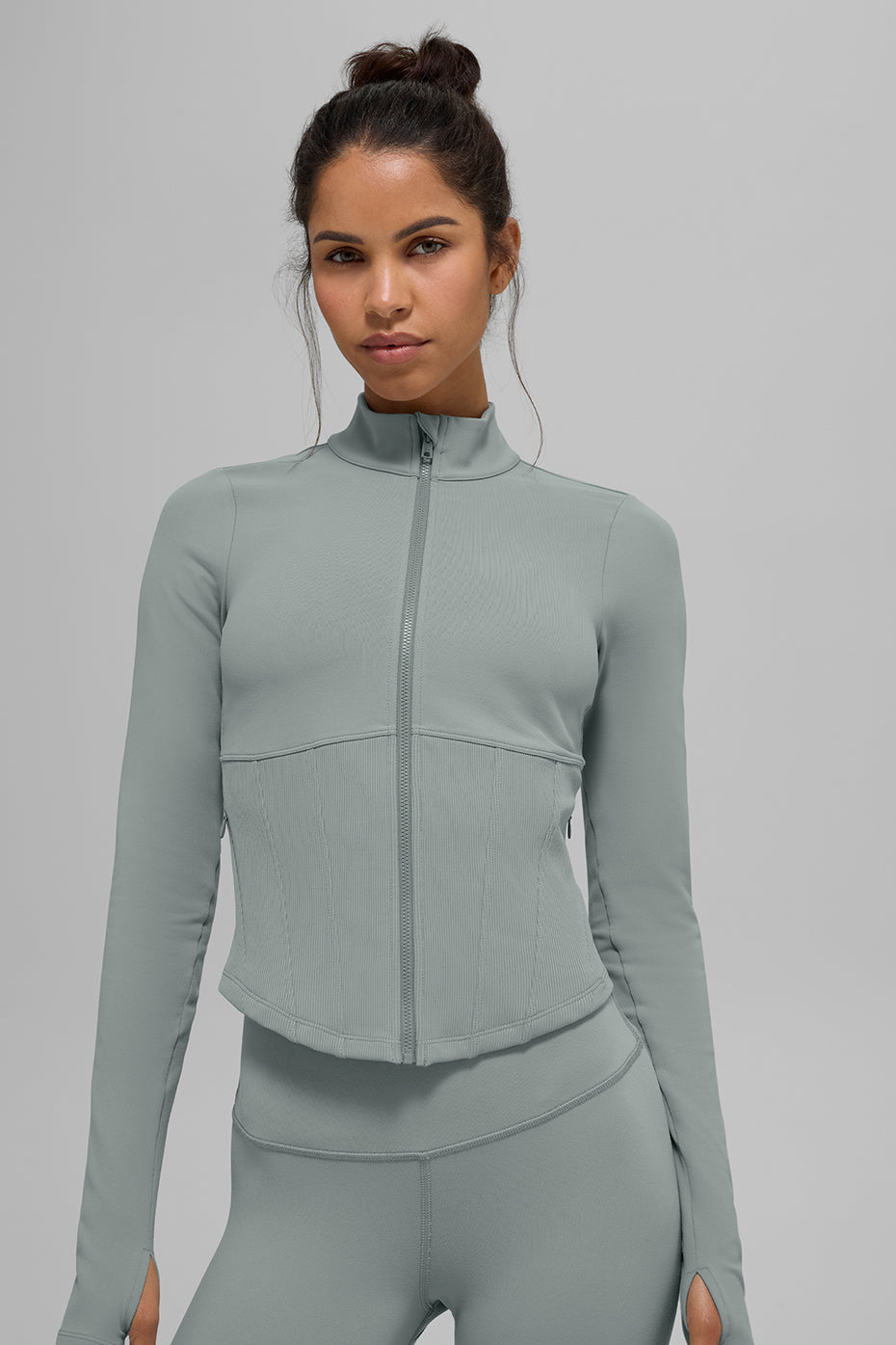 Airbrush Corset Full Zip Jacket - Lunar Grey